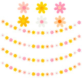 A1diee 4Pcs Pink Orange Daisy Groovy Boho Garland Felt Artificial Flower Vines Banner Spring Hippie Daisy Party Supplies Outdoor Fake Hanging Flower String Garland Aesthetic Decor for Home Baby Shower