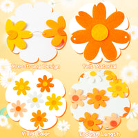 A1diee 4Pcs Orange Yellow Daisy Groovy Boho Garland Felt Artificial Flower Vines Banner Spring Hippie Daisy Party Supplies Fake Flower Garlands Aesthetic Indoor Outdoor Decoration for Home Baby Shower