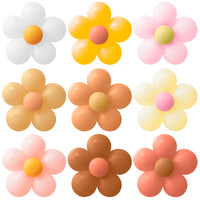 A1diee 18 Set Boho Daisy Flower Balloons DIY Kit Orange Pink Yellow Latex Balloon 10 Inch Groovy Retro Hippie Balloons Garland Party Supplies Decor for Baby Shower Wedding Birthday Party Anniversary