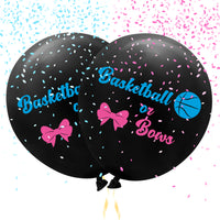 A1diee 2Pcs Basketball or Bows Gender Reveal Balloon Decorations Kit 36Inch Giant Gender Reveal Latex Balloon with Blue Pink Confetti for Basketball Bows Baby Shower Gender Reveal Party Supplies