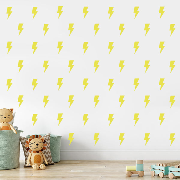 A1diee Set of 96 Lightning Bolt Wall Decal Preppy Yellow Room Decor Aesthetic Vinyl Peel and Stick Superhero Style Thunder Trendy Adhesive Sticker for Teens Dorm Bedroom Living Room Nursery Decoration