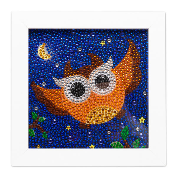 A1diee 5D Diamond Painting Kits for Kids with Wooden Frame Owl Diamond Dots Full Drill Painting by Number Colorful Animal Themed DIY Diamond Art Craft for Beginner Home Wall Decoration, 6.9” X 6.9”