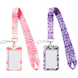 A1diee 2 Sets Y2K Preppy Lanyard with ID Card Badge Holders Cute Purple Smile Face Pink Love Heart Polyester Lanyard Keychain Detachable Badge with Waterproof ID Card Holders for Teen Girls Women Key