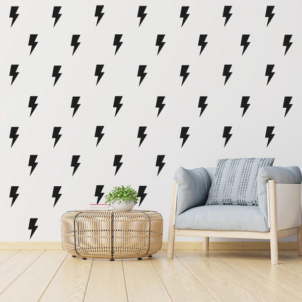 A1diee Set of 96 Lightning Bolt Wall Decal Preppy Black Room Decor Aesthetic Vinyl Peel and Stick Superhero Style Thunder Trendy Adhesive Sticker for Teens Dorm Bedroom Living Room Nursery Decoration