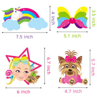 A1diee Jojo Party Decorations for Birthday Jojo Themed Centerpieces for Tables Toppers Double Sided Jojo Bow Unicorn Cupcake Toppers Photo Booth Props Party Supplies Favors for Baby Shower(30 Packs)