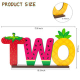 A1diee Twotti Frutti TWO Wooden Letter Sign Pineapple Watermelon Strawberry Second Birthday Centerpieces Table Toppers Sign Summer Fruit 2nd Party Decorations Supplies for Baby Shower Photo Props