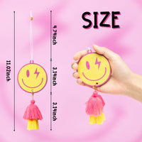 A1diee 2Pcs Preppy Tassel Car Air Freshener Yellow Pink Smile Car Hanging Slices with Tassel Boho Y2K Car Rearview Mirror Charm Scented Pendant Essential Oils for Car Accessories Home Bedroom Decor