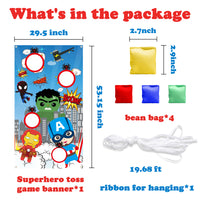 A1diee Superhero Toss Games with 4 Bean Bags, Carnival Games Toss Games Banner for Birthday Party Decoration, Superhero Indoor Outdoor Throwing Game Party Supplies for Kids Thanksgiving Day