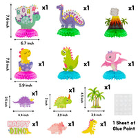 A1diee 12Pcs Pink Dinosaur Honeycomb Centerpiece Table Toppers for Girls 3D Roar T-Rex Birthday Party Supplies Decoration for Kids Happy Dino Volcano Theme Party Favor Baby Shower Photo Booth Props