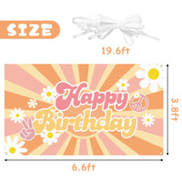 A1diee Groovy Happy Birthday Backdrop Banner Retro Hippie Boho Girl Birthday Party Decorations Party Supplies Daisy Flower Birthday Photography Background for Baby Shower Photo Prop Wall Decor