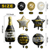 A1diee 35Pcs 2023 Happy New Year Balloons Kit Black Gold Star Champagne Bottle Foil Balloons 12inch Latex Balloons NYE Party Supplies for 2023 Happy New Years Eve Party Decoration Photo Booth Props