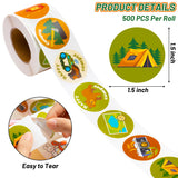 A1diee 1000Pcs Travel Camping Stickers in 2 Rolls Happy Camper Tent Bonfire Guitar Map Camera Travel Bag Car Themed Self Adhesive Decals for Birthday Gifts Bag Party Supplies School Activity Reward