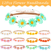 A1diee 24Pcs Groovy Retro Flower Sunglasses Headbands Party Favors Daisy Shaped Retro Hippie Boho Round Glasses Multicolor Daisy Flower Crown Costume Accessories Set 60s Festival Party Gifts for Kids