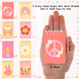 A1diee 24Pcs Groovy Retro Hippie Boho Mini Notepad Daisy Rainbow Butterfly Peace Sign 60s Retro Theme Spiral Pocket Memo Notebook Party Favors For Kids Birthday Party Teacher Classroom Reward Supplies