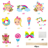 A1diee Jojo Party Decorations for Birthday Jojo Themed Centerpieces for Tables Toppers Double Sided Jojo Bow Unicorn Cupcake Toppers Photo Booth Props Party Supplies Favors for Baby Shower(30 Packs)