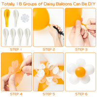 A1diee 18 Set Boho Daisy Flower Balloons DIY Kit Orange Pink Yellow Latex Balloon 10 Inch Groovy Retro Hippie Balloons Garland Party Supplies Decor for Baby Shower Wedding Birthday Party Anniversary