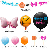 A1diee 32Pcs Basketball or Bows Gender Reveal Decorations Kit 36In Gender Reveal Balloon Basketball Pink Bow Foil Balloons Banner Cupcake Topper 12In Latex Balloons Blue Pink Confetti for Baby Shower