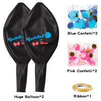 A1diee 2Pcs Basketball or Bows Gender Reveal Balloon Decorations Kit 36Inch Giant Gender Reveal Latex Balloon with Blue Pink Confetti for Basketball Bows Baby Shower Gender Reveal Party Supplies