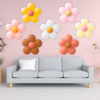 A1diee 18 Set Boho Daisy Flower Balloons DIY Kit Orange Pink Yellow Latex Balloon 10 Inch Groovy Retro Hippie Balloons Garland Party Supplies Decor for Baby Shower Wedding Birthday Party Anniversary