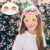 A1diee 24Pcs Groovy Retro Flower Sunglasses Headbands Party Favors Daisy Shaped Retro Hippie Boho Round Glasses Multicolor Daisy Flower Crown Costume Accessories Set 60s Festival Party Gifts for Kids