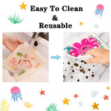 A1diee 6Pcs Sea Animals Swedish Kitchen Dishcloths Absorbent and Fast Dry Kitchen Cloths Cotton Fiber Reusable Washable Dish Towels Fish Whale Shark Dolphin Seahorse Octopus Cleaning Wipes Rags