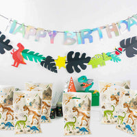 A1diee 50Pcs Dinosaur Fossil Party Favor Bags Roar Treat Candy Bags Little Dino Themed Plastic Goodie Bag T-Rex Jungle Gift Bags Party Decorations Supplies for Boys Girls Kids Birthday Baby Shower