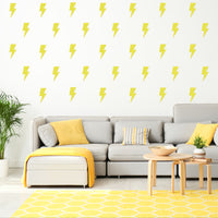 A1diee Set of 96 Lightning Bolt Wall Decal Preppy Yellow Room Decor Aesthetic Vinyl Peel and Stick Superhero Style Thunder Trendy Adhesive Sticker for Teens Dorm Bedroom Living Room Nursery Decoration