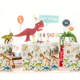 A1diee 50Pcs Dinosaur Fossil Party Favor Bags Roar Treat Candy Bags Little Dino Themed Plastic Goodie Bag T-Rex Jungle Gift Bags Party Decorations Supplies for Boys Girls Kids Birthday Baby Shower