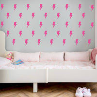 A1diee Set of 96 Lightning Bolt Wall Decal Preppy Pink Room Decor Aesthetic Vinyl Peel and Stick Thunder Wall Stickers for College Students Girls Pink Dorm Bedroom Living Room Nursery Decorations