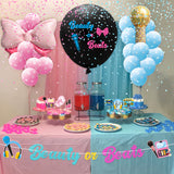 A1diee 38Pcs Beauty or Beats Gender Reveal Decorations Kit 36In Gender Reveal Balloon Pink Bow Microphone Foil Balloons Blue Pink Confetti Latex Balloons Party Banner Cupcake Topper for Baby Shower