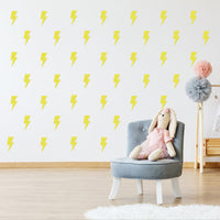 A1diee Set of 96 Lightning Bolt Wall Decal Preppy Yellow Room Decor Aesthetic Vinyl Peel and Stick Superhero Style Thunder Trendy Adhesive Sticker for Teens Dorm Bedroom Living Room Nursery Decoration