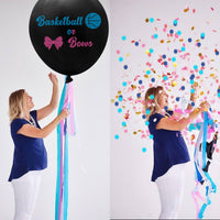 A1diee 2Pcs Basketball or Bows Gender Reveal Balloon Decorations Kit 36Inch Giant Gender Reveal Latex Balloon with Blue Pink Confetti for Basketball Bows Baby Shower Gender Reveal Party Supplies