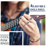 A1diee 20 Pcs Vintage Opening Punk Rings Set Stainless Steel Alloy Biker Adjustable Rings Snake Rabbit Cat Dragon Claw Octopus Frog Animal Rings Retro Gothic Knuckle Ring Black Silver Antique Jewelry