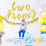 A1diee Two Groovy Cursive Script Letter Balloons Set Gold Alphabet Foil Mylar Balloons Banner Party Decoration Groovy Retro Hippie Boho Letter Balloons for 2nd Baby Birthday Party Supplies Favors