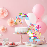 A1diee Jojo Party Decorations for Birthday Jojo Themed Centerpieces for Tables Toppers Double Sided Jojo Bow Unicorn Cupcake Toppers Photo Booth Props Party Supplies Favors for Baby Shower(30 Packs)